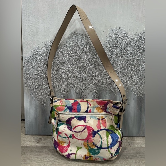 Coach Poppy Signature Stamped C MultiColored Crossbody - Picture 3 of 7